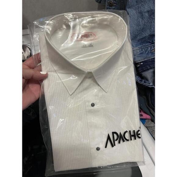 Vintage Apache White Long Sleeve Button Down Tuxedo Shirt Size Med 10/12 NWT - Picture 1 of 8